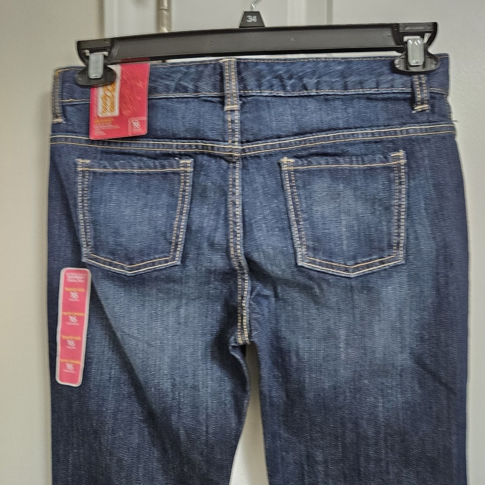 Old Navy Bootcut Jeans Girls 16 Dark Wash Stretch Adjustable Waist Denim Y2K NWT - Picture 8 of 9